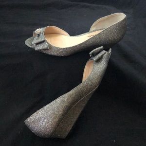 Nina Silver Glittered Wedge Flats